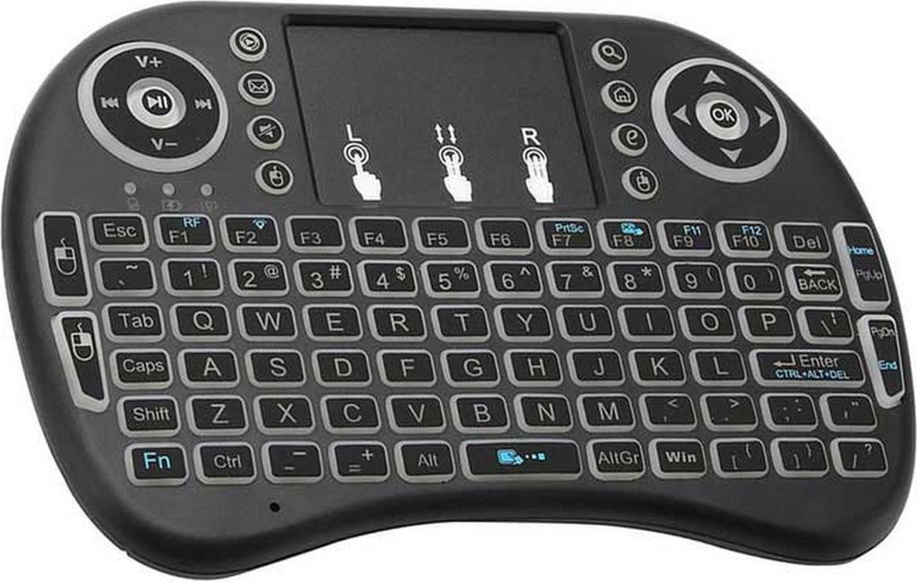 Lipa Mini drahtlose Tastatur Schwarz mit Airmouse - Kabellose Tastatur - Kabellose Maus - Kabellos und wiederaufladbar