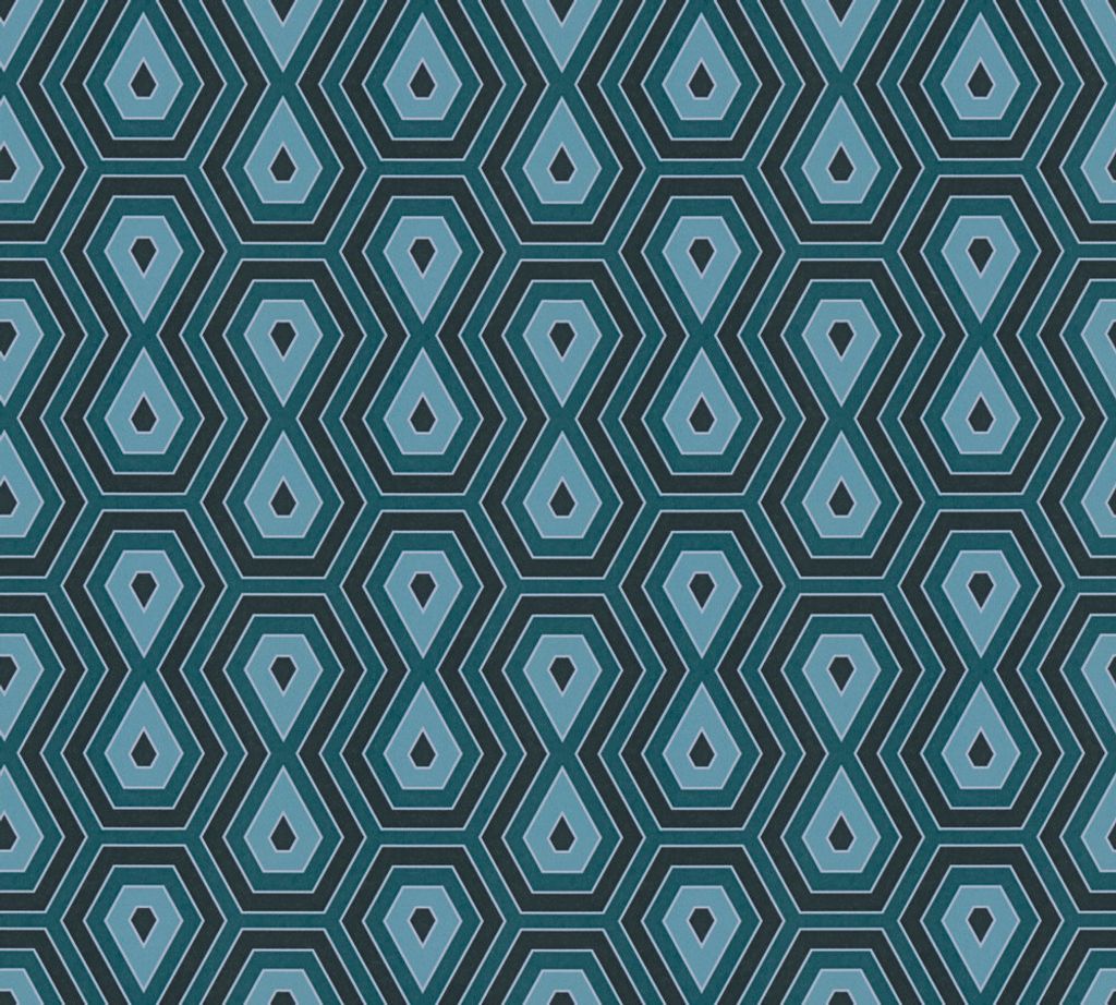 Architects Paper Retrotapete Jungle Chic geometrische Tapete Vliestapete blau schwarz 10,05 m x 0,53 m