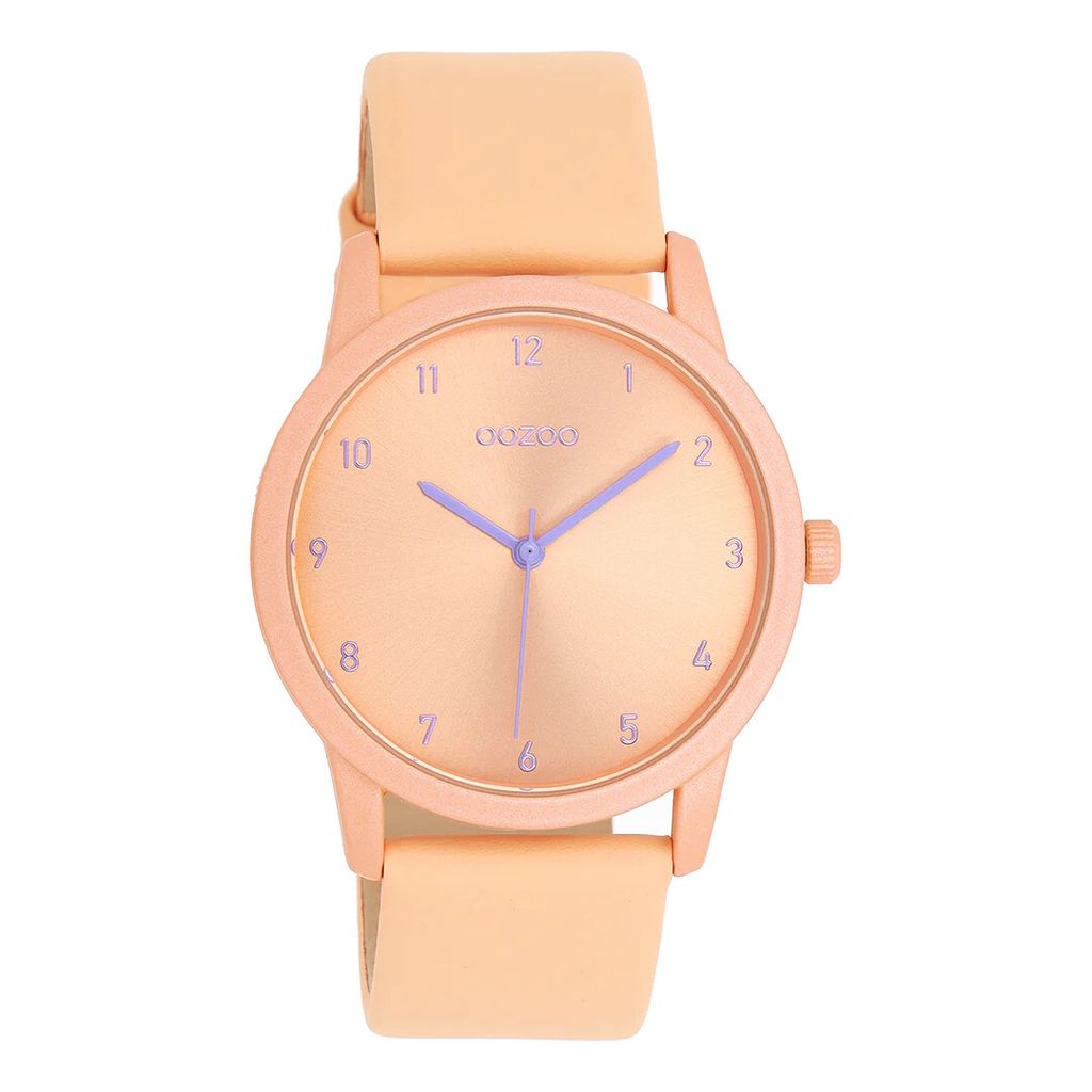 Oozoo Armbanduhr orange Leder Timepieces Damen Analog-Quarzuhr UOC11075