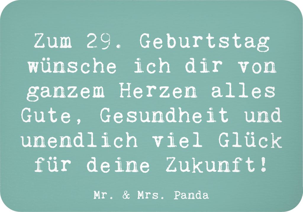 Mr. & Mrs. Panda magnet Spruch 29. Geburtstag Wünsche - Meeresbrise - Geschenk, Meilenstein, Zukunft, Pinnwandmagnet, küchenmagnet, alles Gute, Z...
