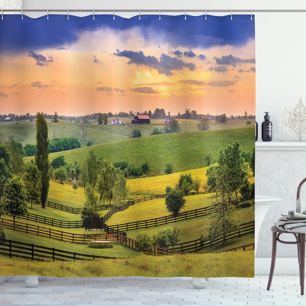 Tenda da Doccia Moderna ABAKUHAUS: Paesaggio Surreale Elegante 175x180