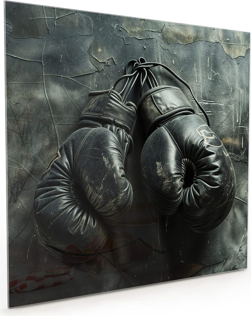 Küchenrückwand Spritzschutz Glas mit Motiv Boxhandschuhe Vintage 40 x 40 cm