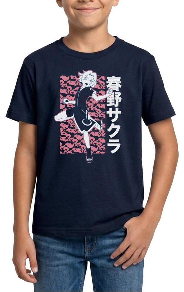 Spreadshirt Naruto Cooles Design Mit Sakura Teenager T-Shirt, 152/164 (12-14 Jahre), Navy