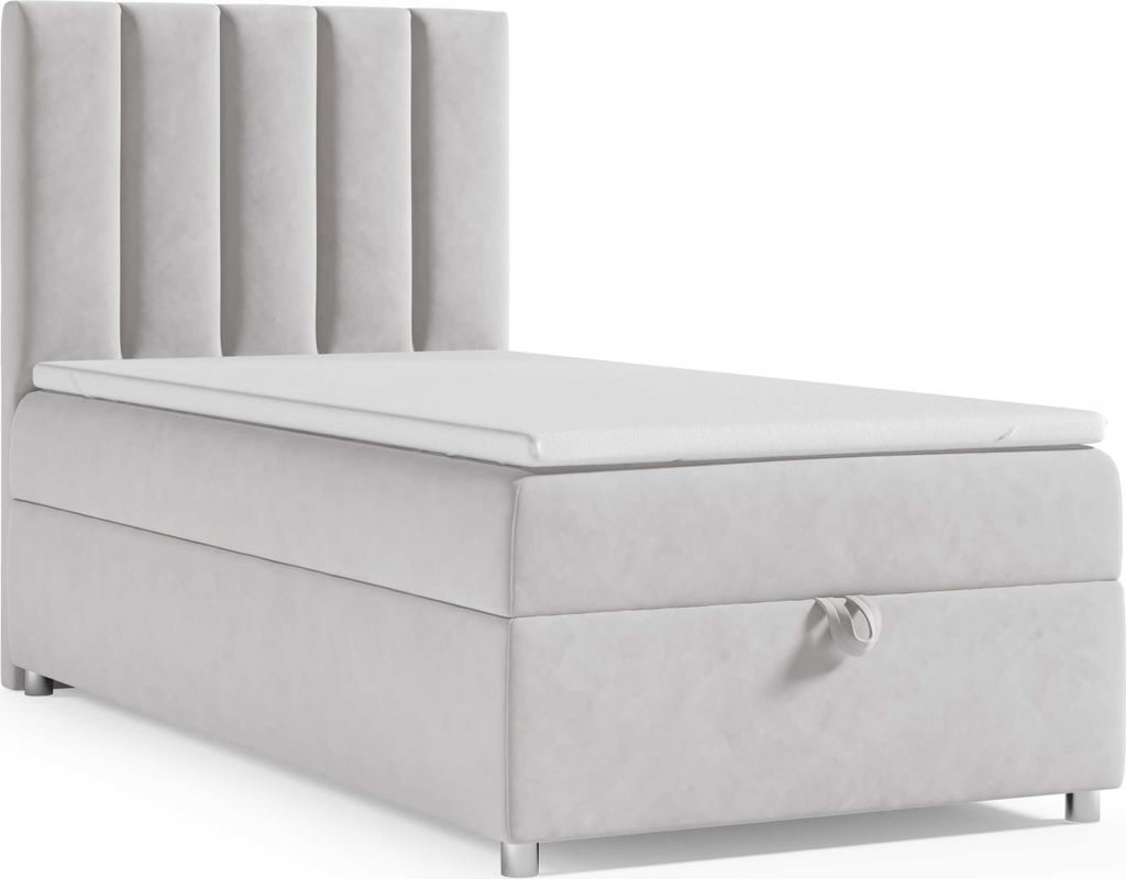 Best for Home Boxspringbett mit Bettkasten Trinity K10-SINGLE 90x200 Bonellfederkern inkl. Topper - Silber
