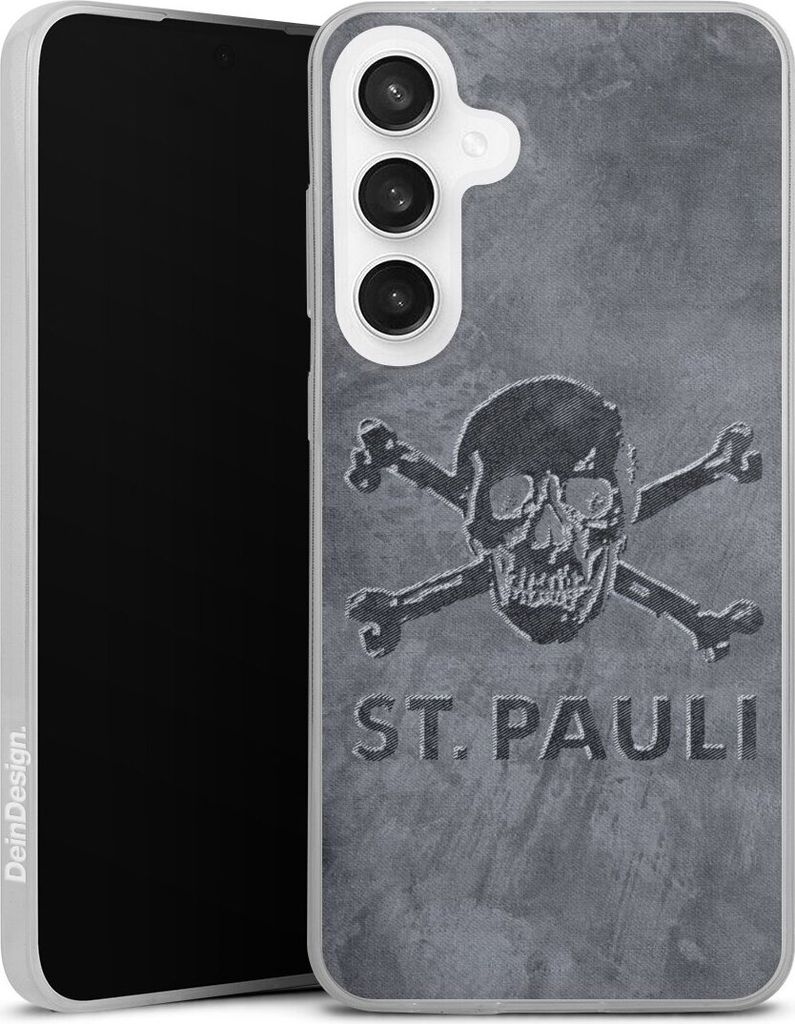 DeinDesign Slim Hülle für Samsung Galaxy S24 FE 5G Silikon Case Ultra Dünn Handyhülle Beton FC St. Pauli Logo