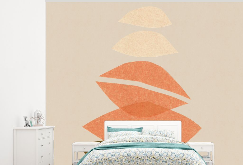 MuchoWow Fototapete für Wohnzimmer oder Schlafzimmer Wandtapete Vinyl Motivtapete Formen - Pastell - Farben - Abstrakt - 300x240 cm - Fototapeten