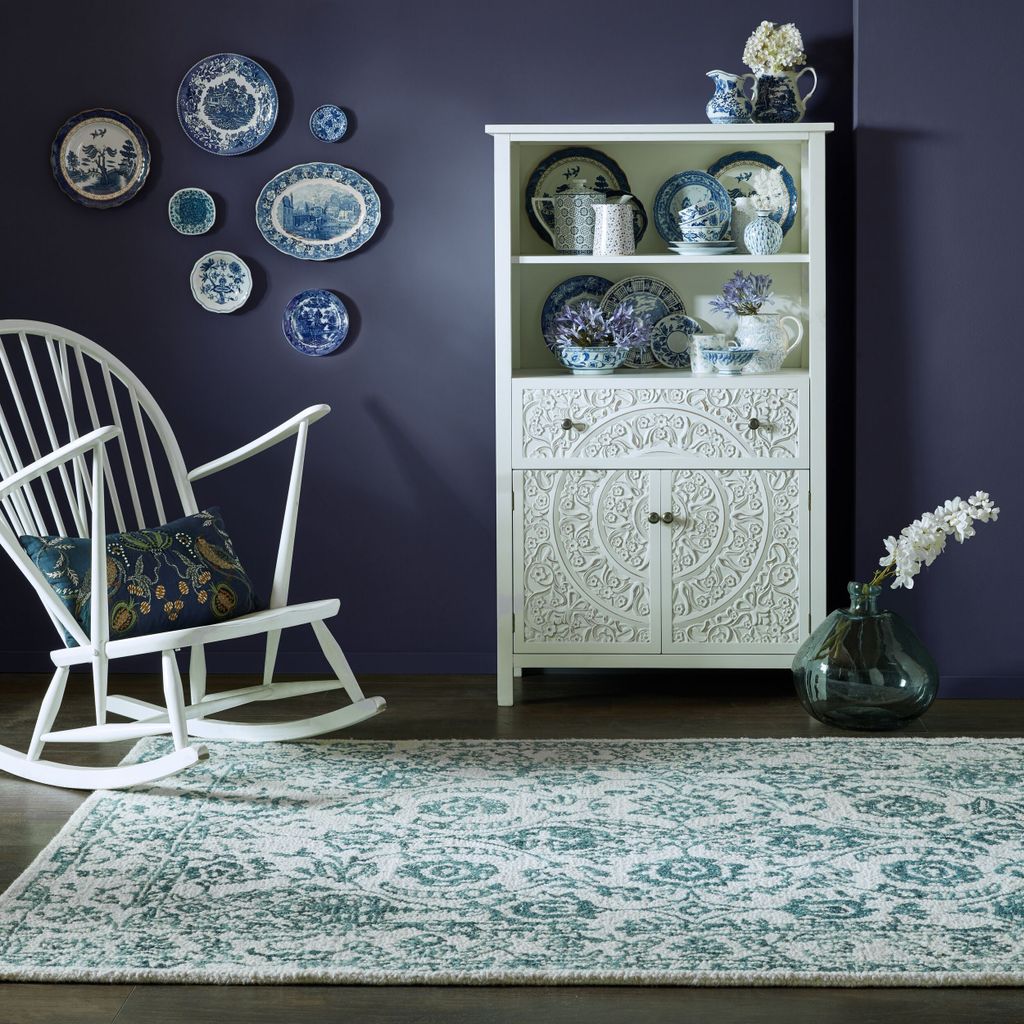 Traditioneller Floral-Vintage Wollteppich "Soar Matt". 200x290 cm | Kadima Design