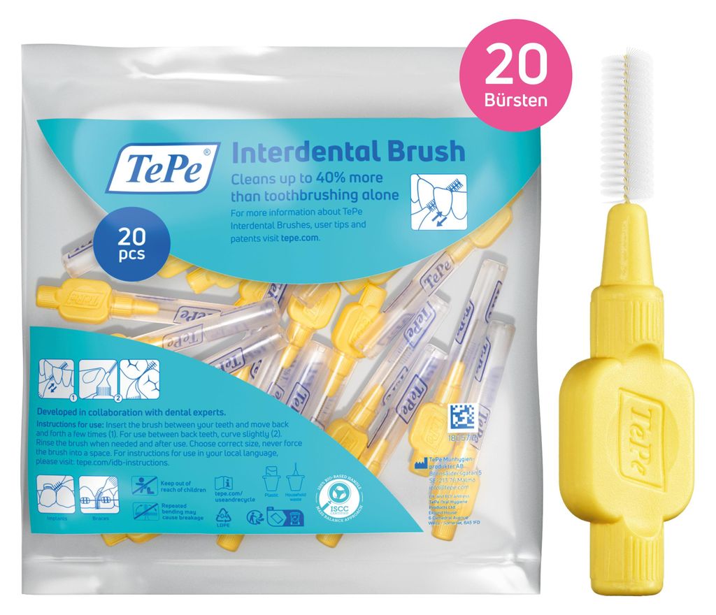 20-Pack TePe Interdentalbürsten Extra Soft Gelb, ISO-Größe: Produktbild 