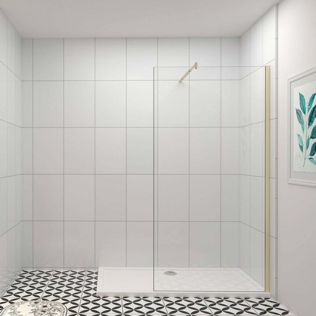 30x200cm Golden Walk in Dusche Duschwand Trennwand Duschtür