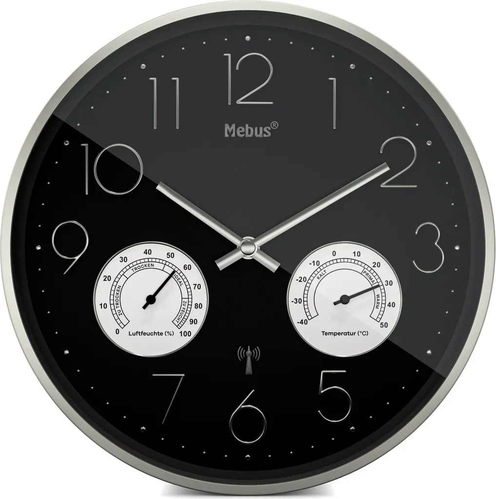 Horloge radio-pilotée Mebus 12988 : affichage température et humidité