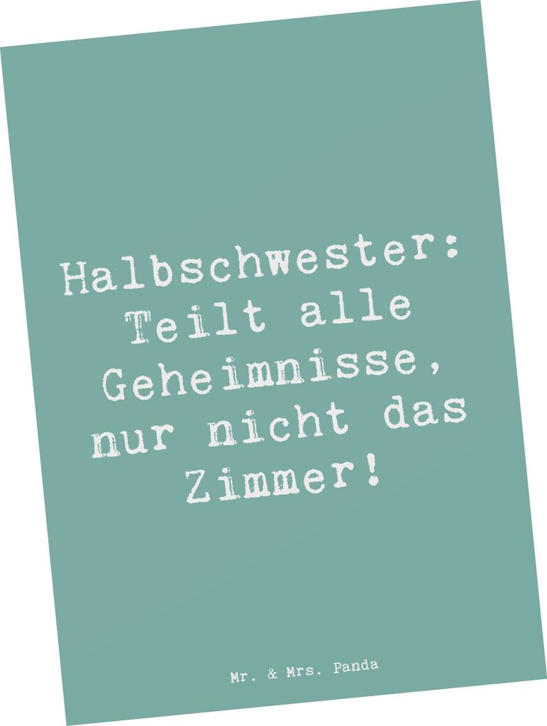 Mr. & Mrs. Panda Postkarte Spruch Halbschwester Geheimnisse - Meeresbrise - Geschenk, Geschwisterliebe, Weihnachten, Geschwisterbeziehung, Ansichts...