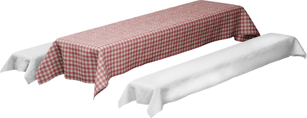 Sensalux abwaschbare Tischdecke, 1m x 2,5m, Karomuster, Weiß-Rot, inkl. 2 weiße Bankauflagen