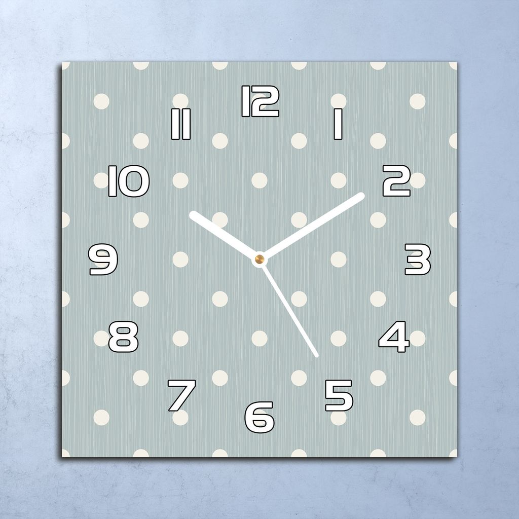 Deko Glasuhr Wanduhr 30x30 Punktmuster Quarz Küchenuhr Bürouhr