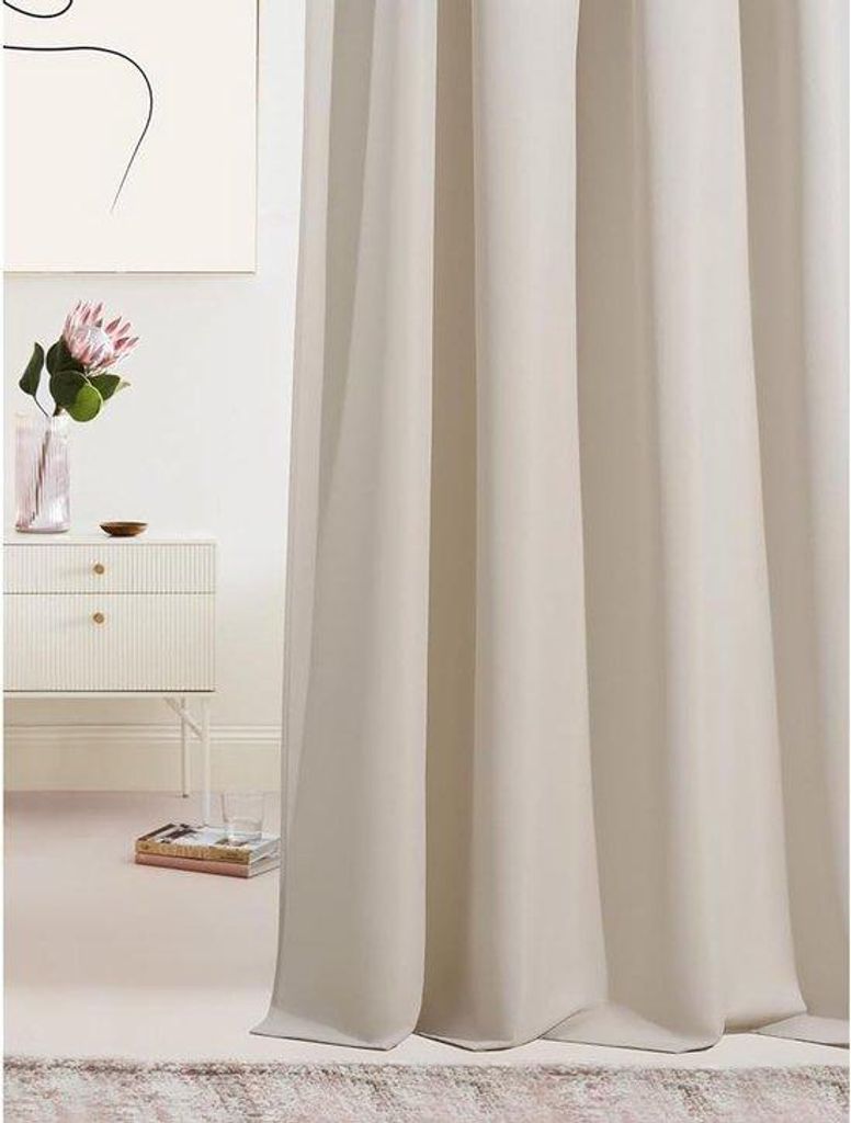 Famanu Vorhang mit Faltenband 140 x 250 cm Verdunkelung lichtbeige - 1 Stück