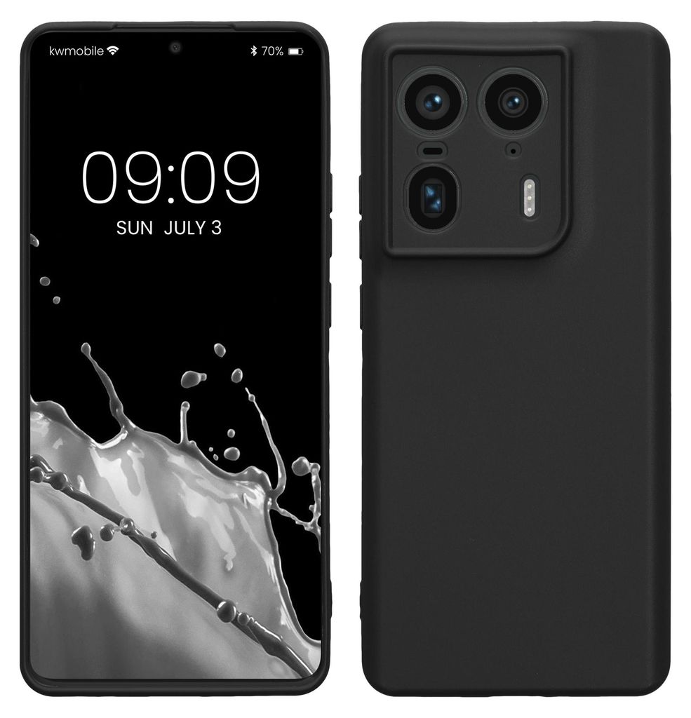 kwmobile Handyhülle für Motorola Edge 50 Ultra Hülle - weiches Handy Silikon Case - Schutzhülle Cover - Schwarz matt
