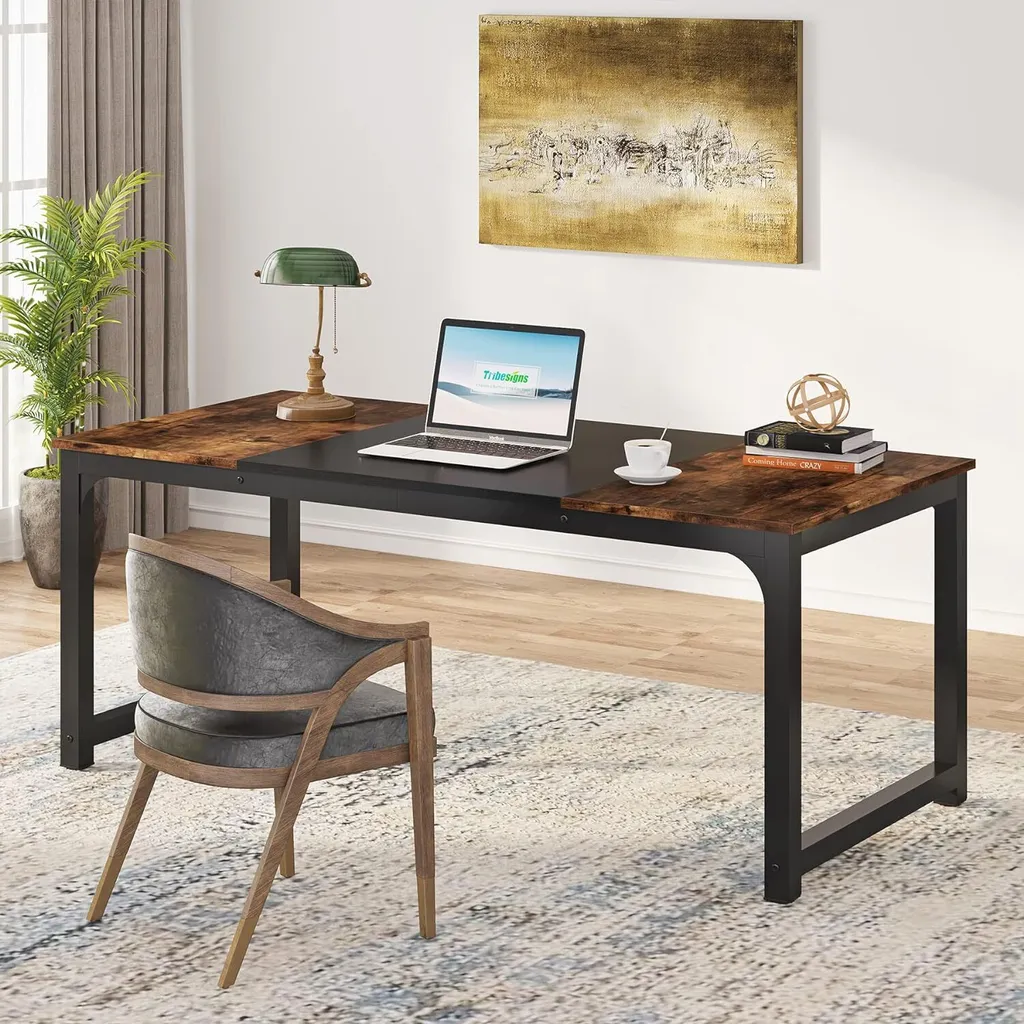 Tribesigns Bureau Informatique 160x80cm Grand Plan de Travail Noir - 3