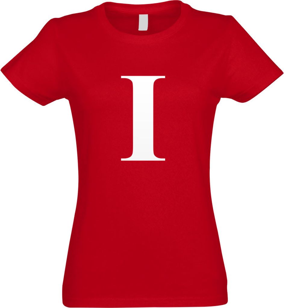 Kiwistar - T-Shirt tailliert - Damen - rot - Buchstabe I - Alphabet - mit Motiv Bedruckt - Funshirt Design - Sport - Freizeit - Damen - L