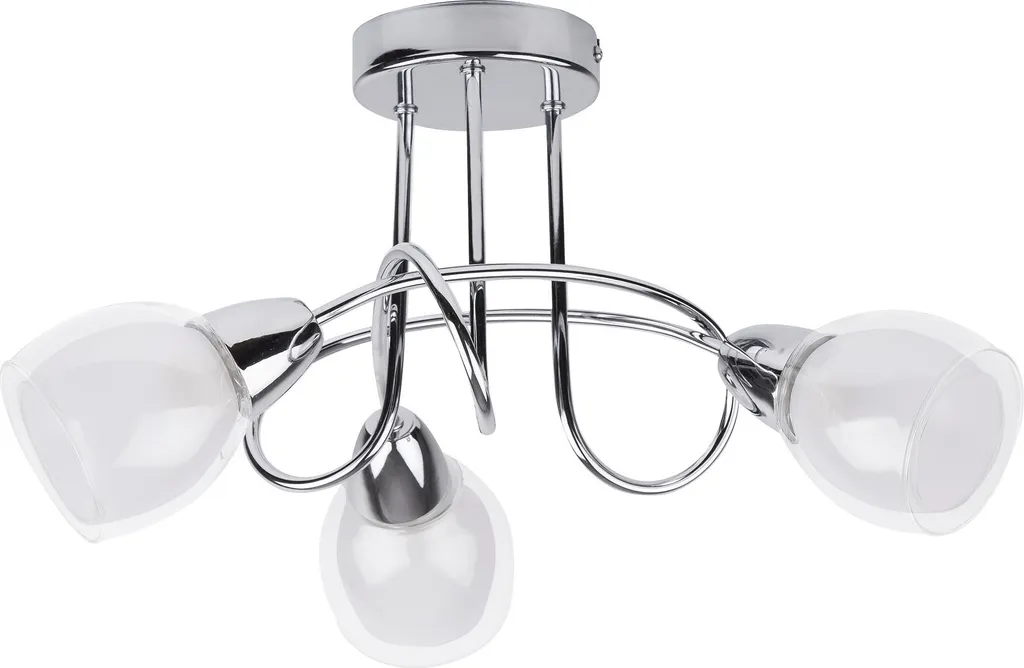 Plafonnier Rond Dave Blanc et Argent à 3 Points Lumineux E14 ø410 mm