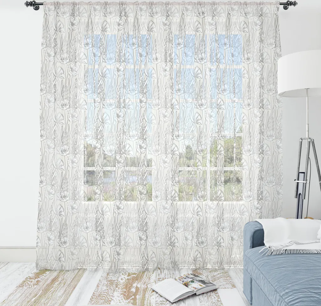 Tapisserie ABAKUHAUS Jardin Shabby Poppy Fleurs en Satin 240x274 cm