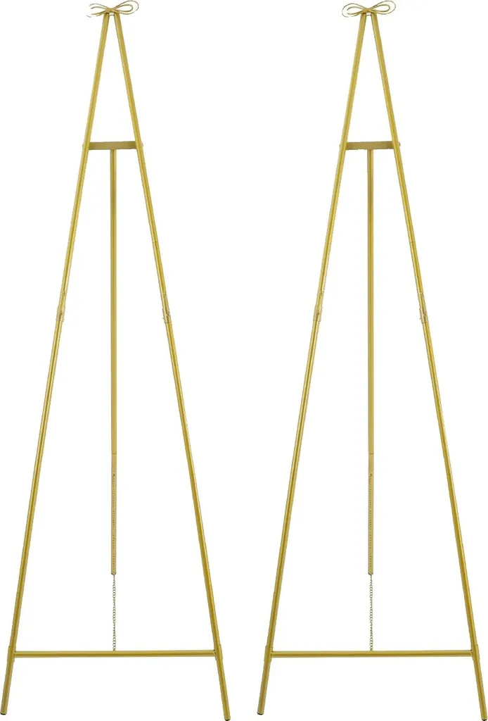 Chevalet de présentation réglable en métal or avec structure triangle stable