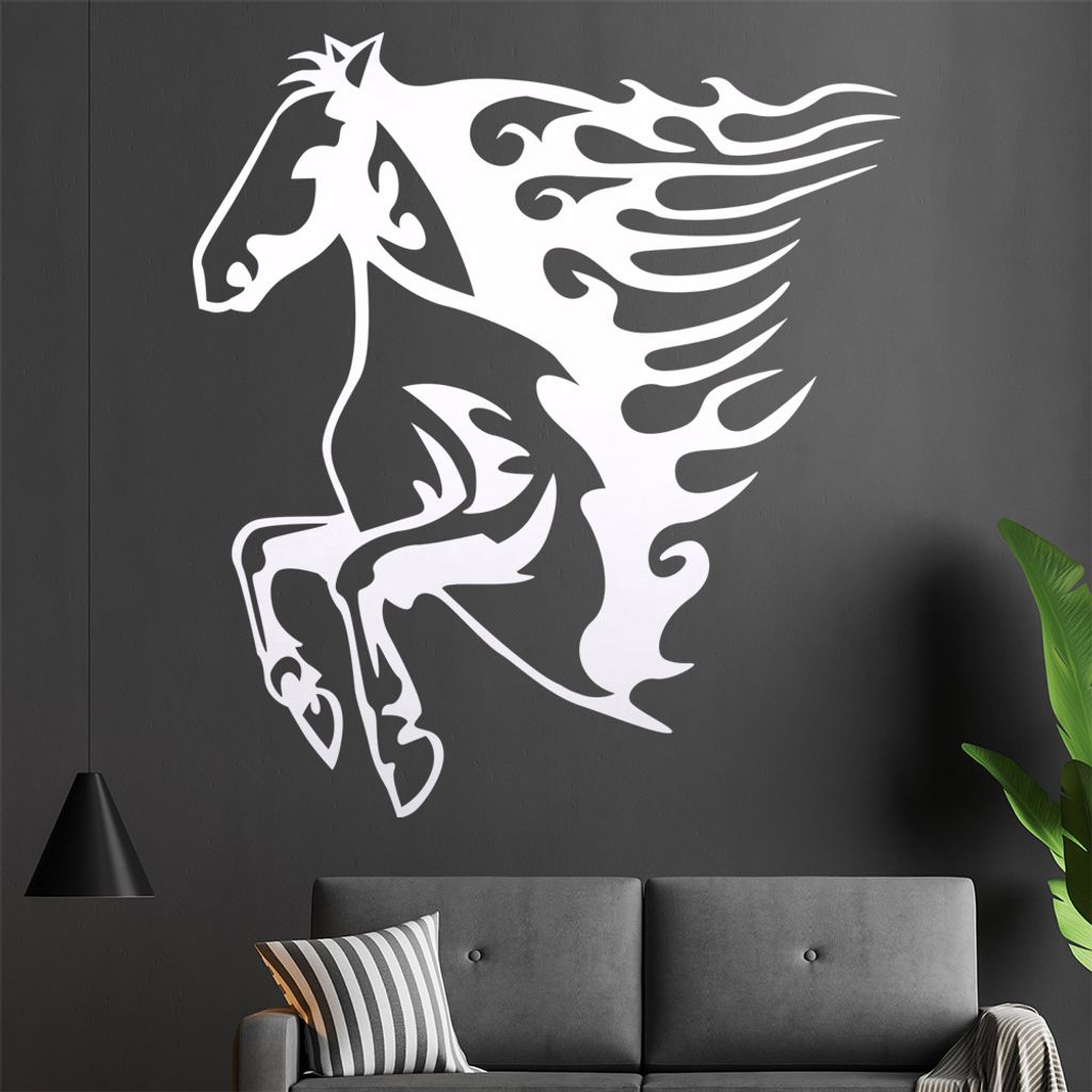 Flammen Pferd Wandtattoo in 6 Größen - Wandaufkleber Wall Sticker - Dekoration, Küche, Wohnzimmer, Schlafzimmer, Badezimmer