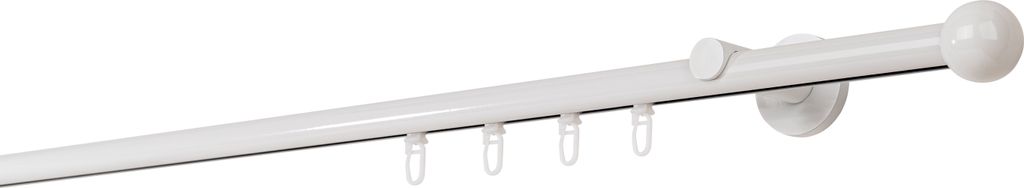 Gardinenstange Maß Innenlauf 20mm Ball 1-lauf Wand 6,5cm Farbe: Weiß, Größe: 290cm