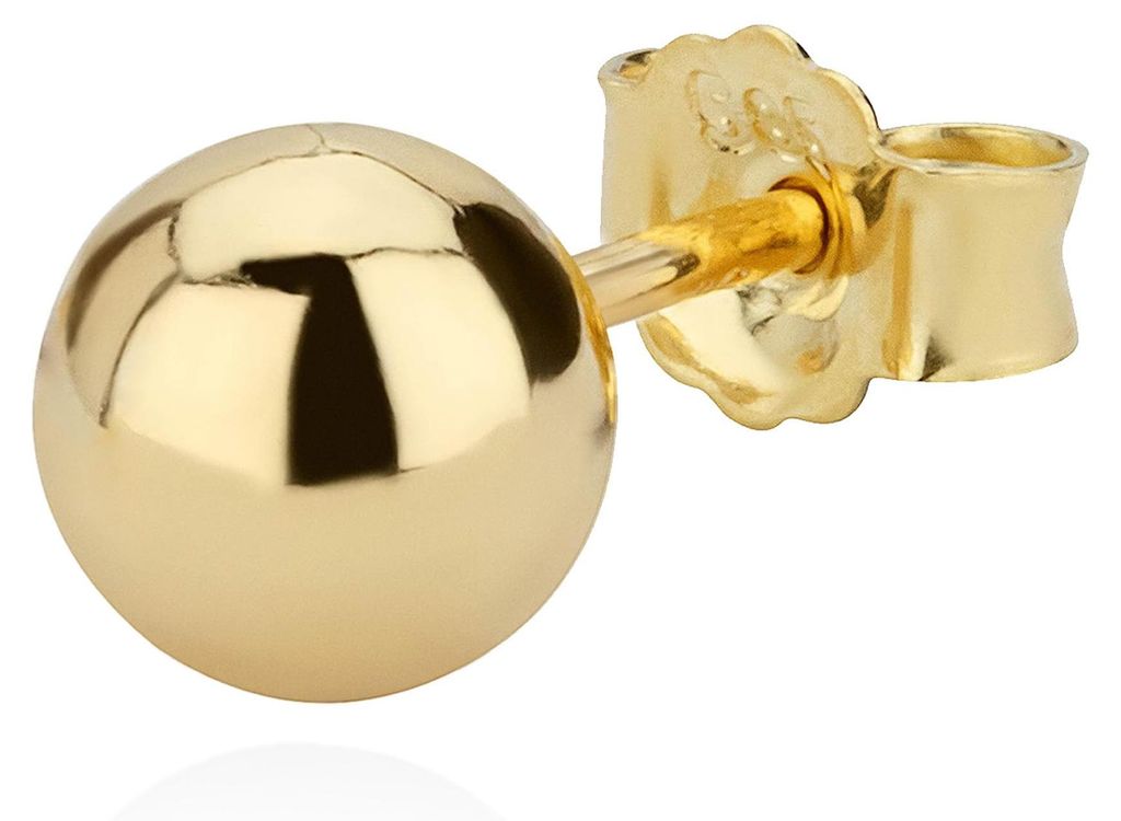 NKlaus Ohrstecker Gold 585, Kugel aus Gelbgold, 6 mm Produktbild 