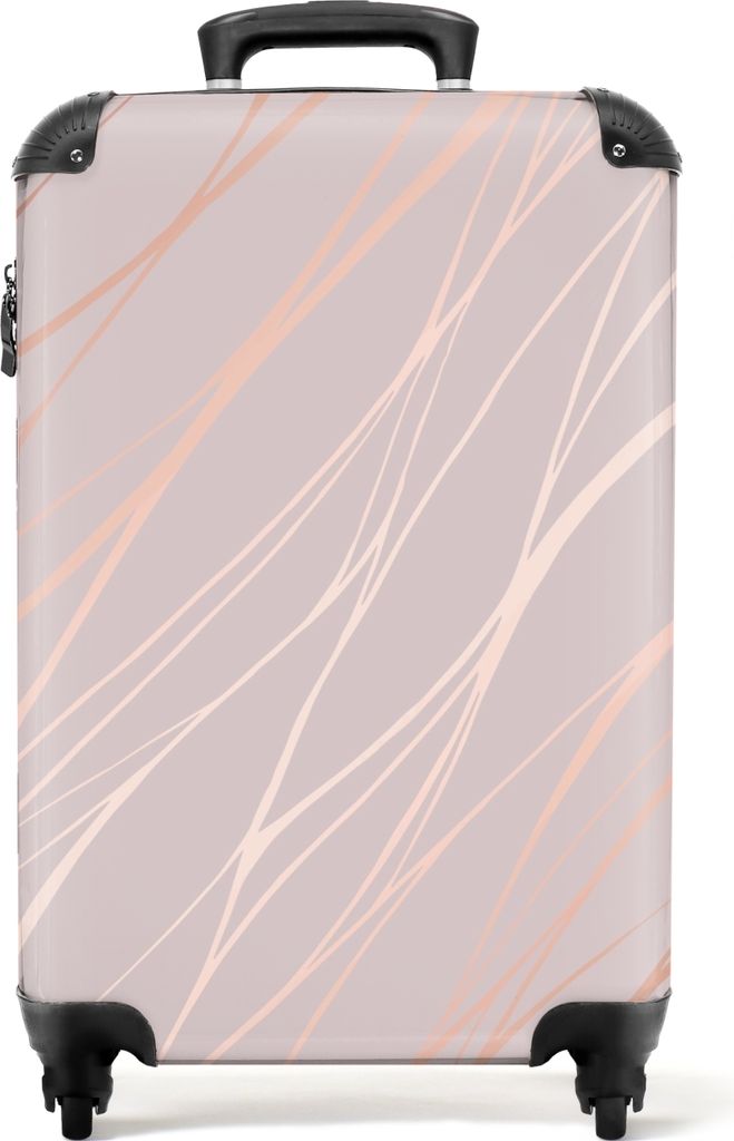 NoBoringSuitcases.com Koffer Handgepäck Trolley Rollkoffer Kleine Reisekoffer mit 4 Rollen - Marmor - Rosa - Roségold - Marmoroptik - Cabin Siz...