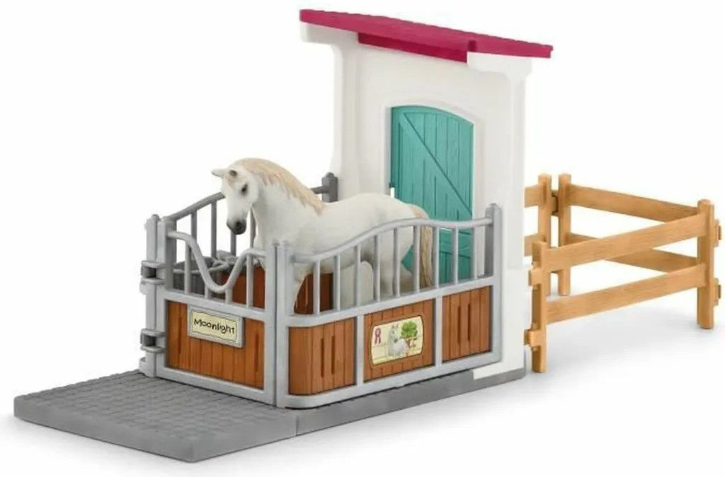 Box de Cheval Schleich avec Clôtures Amovibles et Toit Détachable