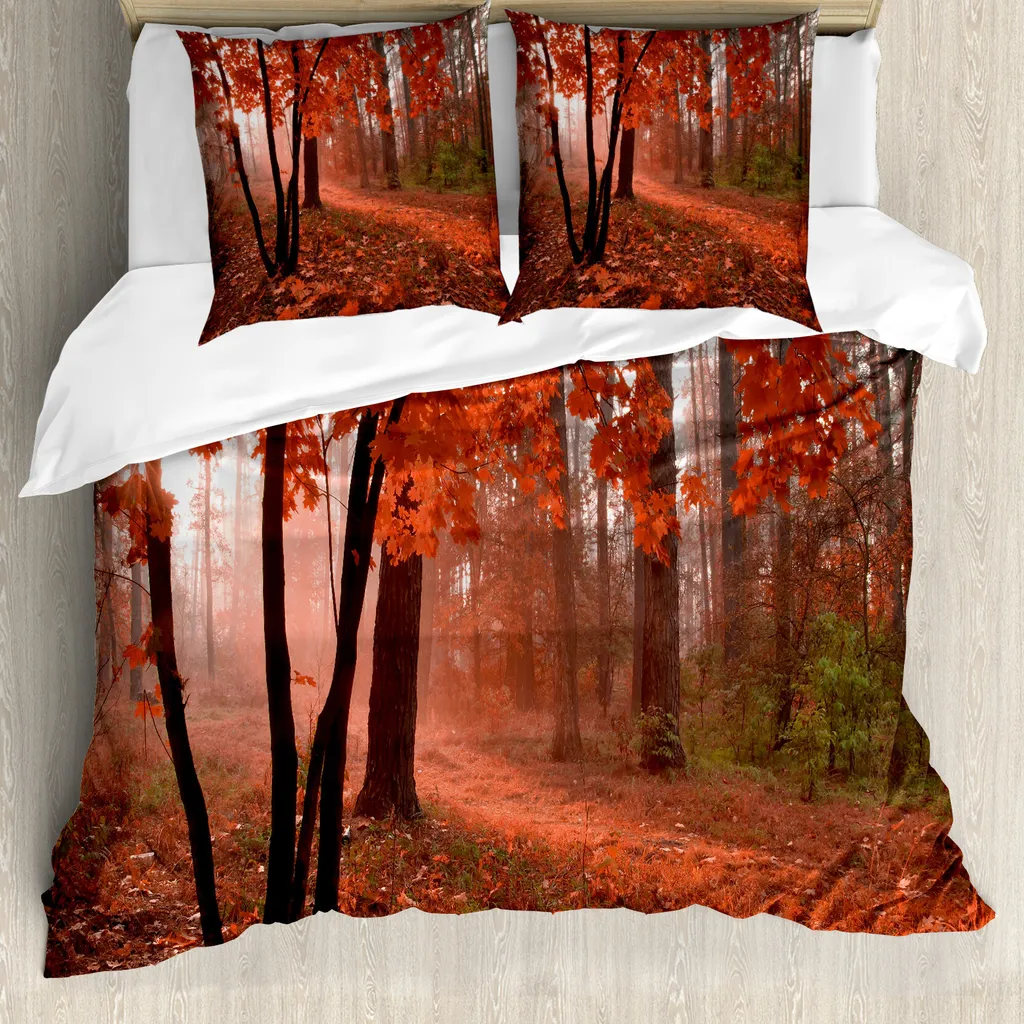Copripiumino 200x200 Antiacaro ABAKUHAUS Misty Wald con Federe