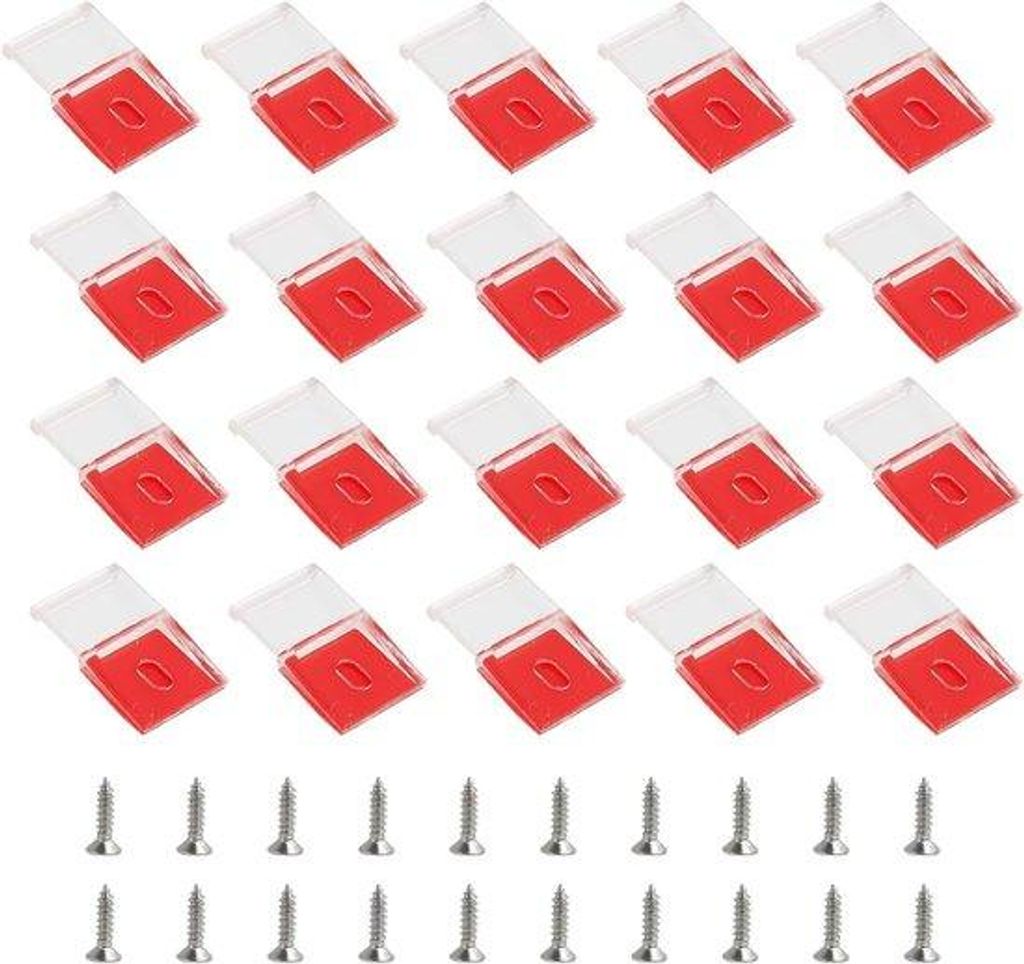 LED-Strip-Beugelverbinder, 20 Stück transparent, selbstklebend, mit Schrauben, 10 mm breite Beugelverbinder