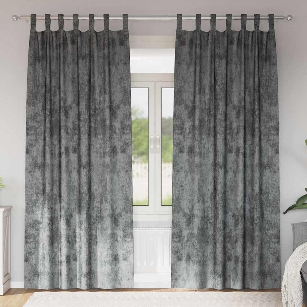 Samtvorhänge mit Vorhängen 2 pcs Grau 245 x 140 cm Samt