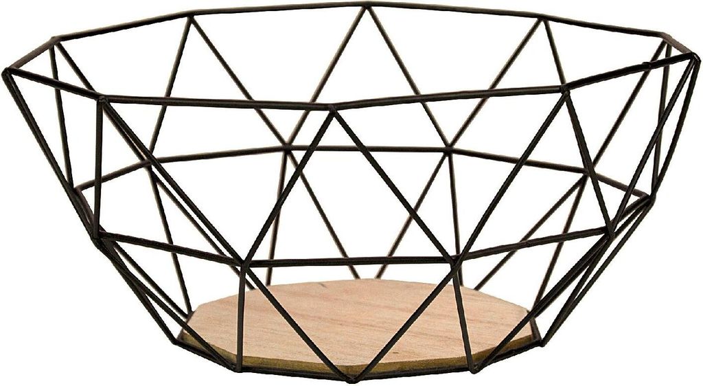 GUSTA Deko-Obstkorb Metall mit Holzboden 26,5x25x12cm Produktbild 