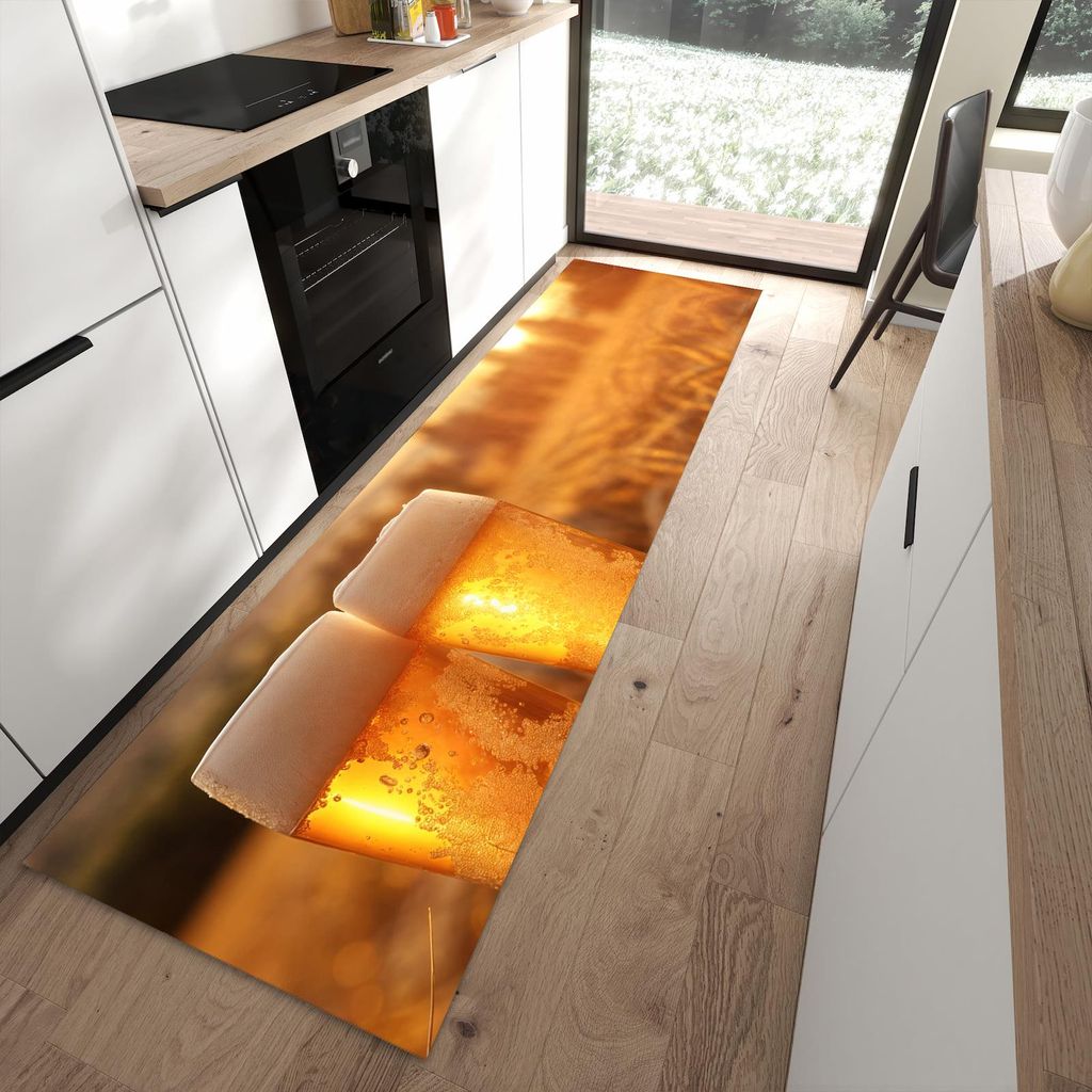 Küchenteppich 80x280cm rutschfest & abwischbar PVC Läufer - Sonnenuntergangsbecher
