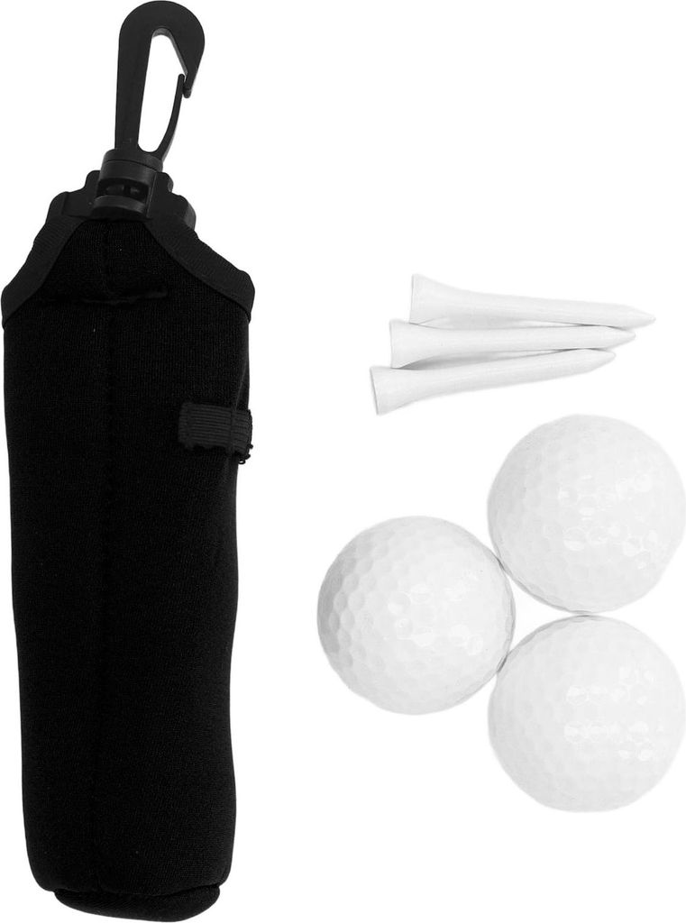 Ball-Tee-Halter, Tragetasche, Neopren, tragbar, kleine Tasche mit 3 Bällen und Tees, für Männer und Frauen, Aufbewahrungsgeschenke, Schwarz