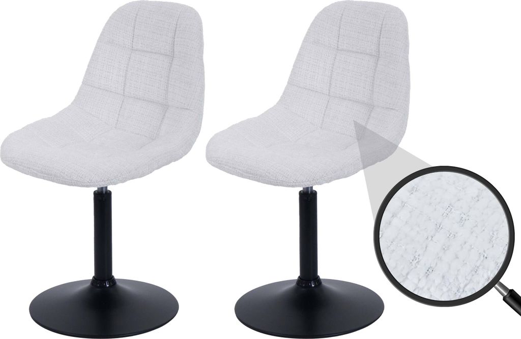 2er-Set Esszimmerstuhl HWC-A60, Küchenstuhl Stuhl Drehstuhl, Stahl Stoff/Textil Chenille (465g/m²) creme