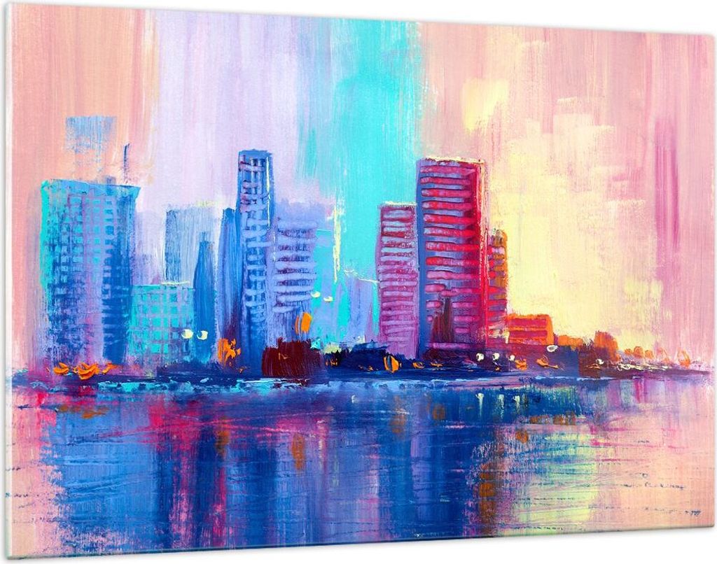 Bilder auf glas - Stadt Haus Straße - 120x80cm - Glasbilder - Wandbilder - Kunstdruck - zum Aufhängen bereit - Wanddekoration aus Glas - Glas Bil...