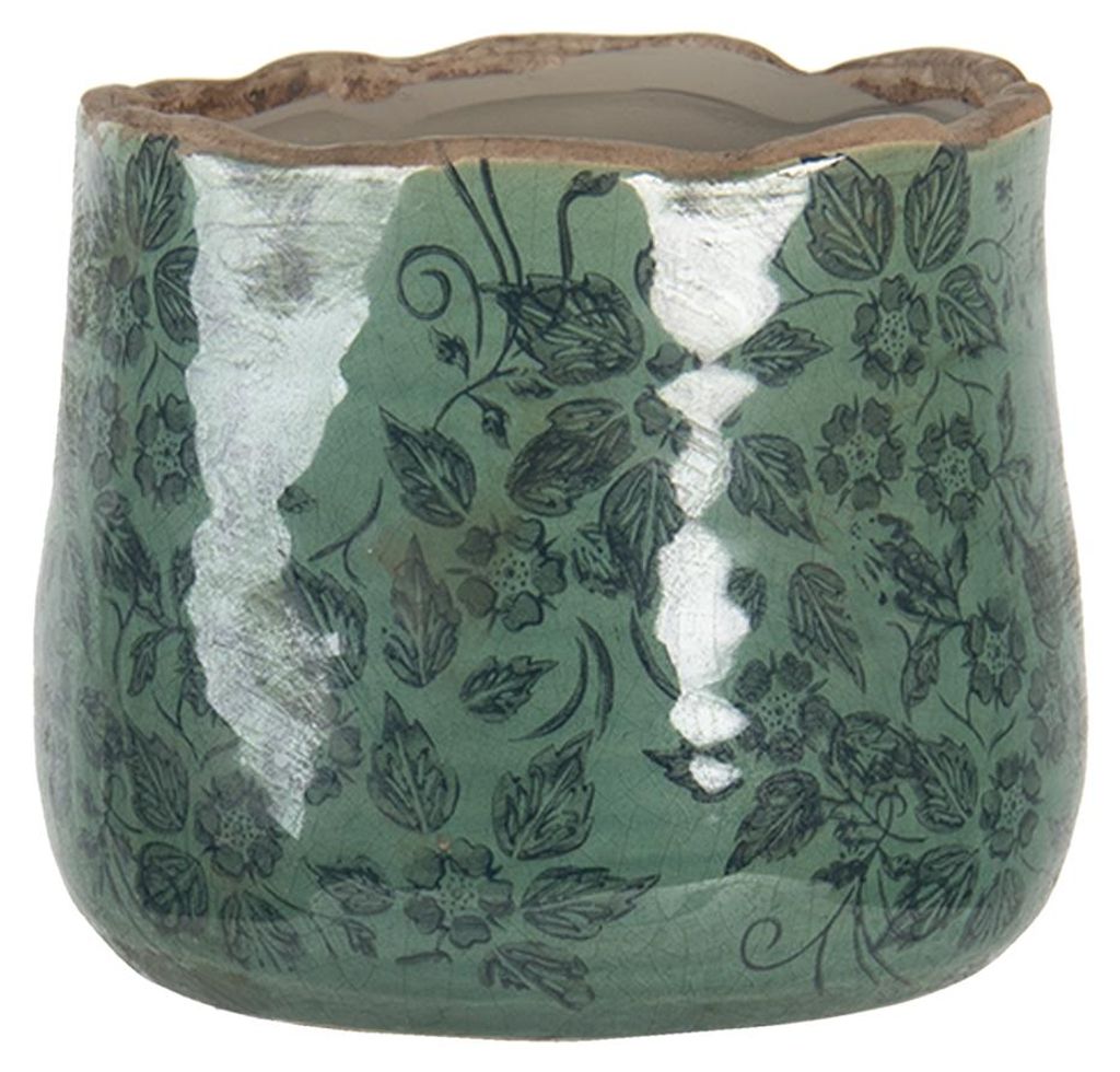 Clayre & Eef Pot de fleurs Ø 13x11 cm Vert Céramique Image du produit 