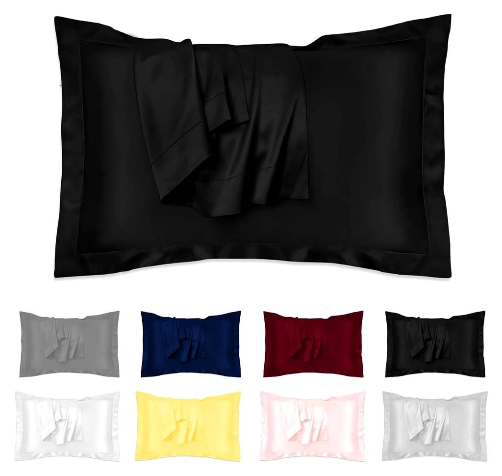 Seidenkissenbezüge 2 Stück (50 x 80 cm/22 Momme) - Hypoallergen, Pflege für Haut und Haar, Weichheit, Kissenbezug mit Umschlagsverschluss