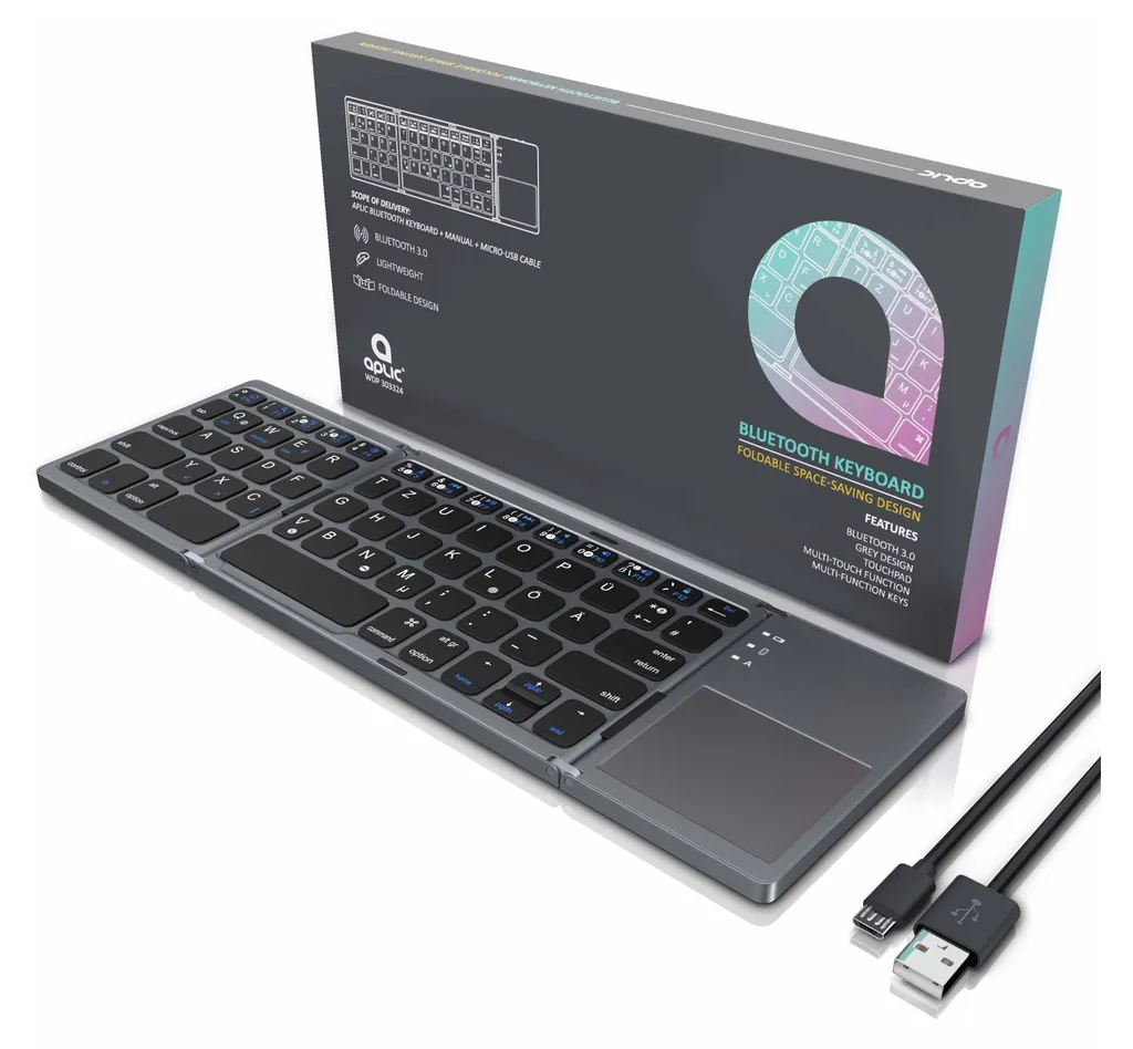 Aplic Clavier Bluetooth Pliable avec Touchpad - Design Ultra Fin Noir - 5