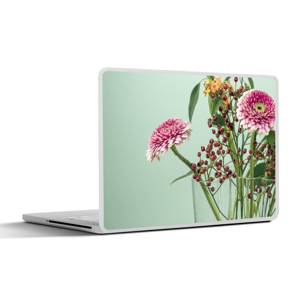 MuchoWow Laptop Aufkleber Sticker Cover Vase - Blumen - Blumenstrauß 40x30 cm - Laptop Dekoration - Selbstklebend