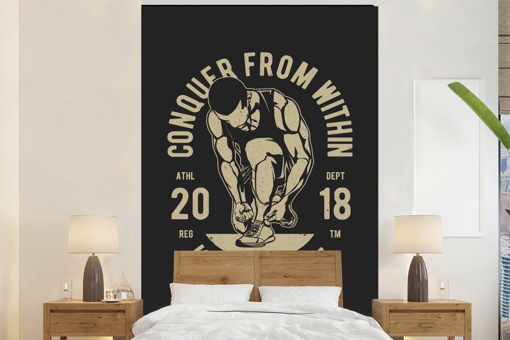 MuchoWow Fototapete für Wohnzimmer oder Schlafzimmer Wandtapete Vinyl Motivtapete Sport - Sprichwörter - Vintage - 180x280 cm - Wallpaper