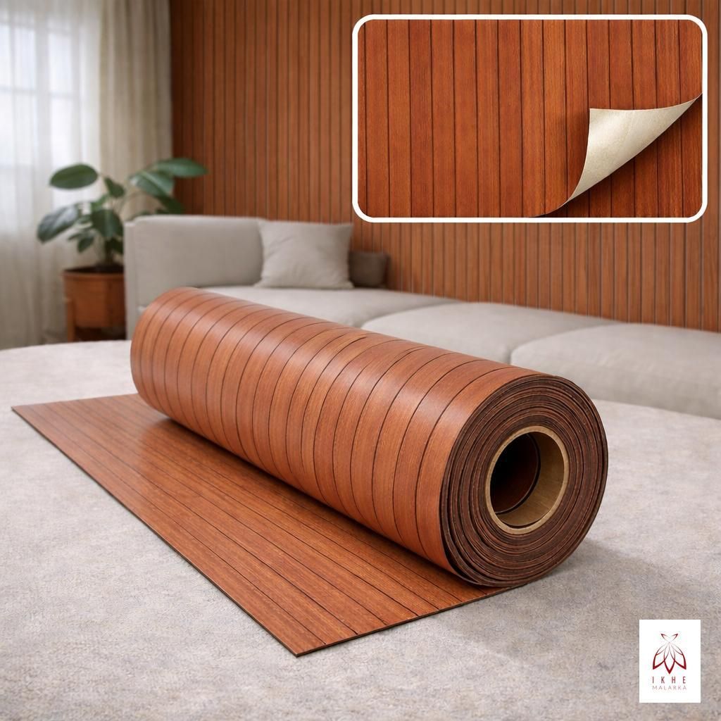 SXP-Schaum PVC Selbstklebende 3D Wandpaneelen Lamellen Wandverkleidung - Paneelen in Rolle 60x300 cm, Holzoptik, Schall- & Wärmedämmend (KC-51215...