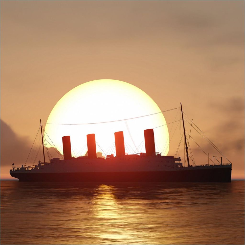 Wallario Magnet für Kühlschrank / Geschirrspüler, magnetisch haftende Folie - 60 x 60 cm, Motiv: Ozeandampfer im Sonnenuntergang