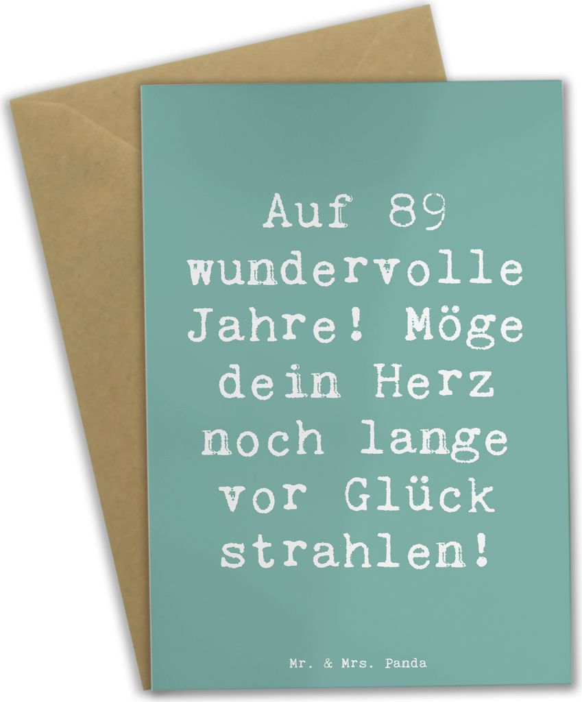 Mr. & Mrs. Panda Grußkarte Spruch 89. Geburtstag - Meeresbrise - Geschenk, Weisheit und Liebe, Geschenkideen, Happy Birthday, einladungskarten, we...