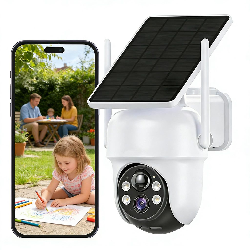 4MP Solar Funk Überwachungskamera Set Außen WLAN CCTV Farb-Nachtsicht IP65