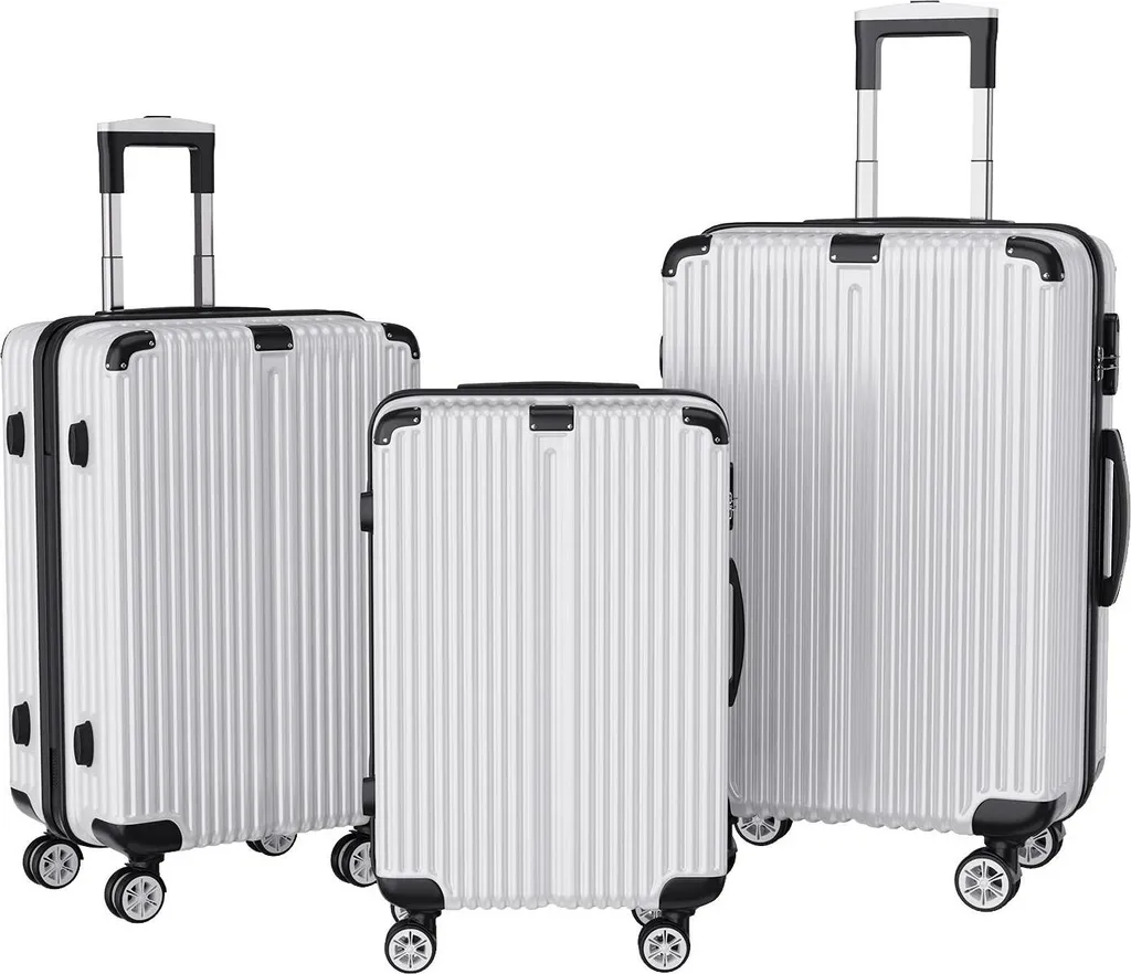 Lot de 3 valises de voyage rigides à roulettes multidirectionnelles Argent