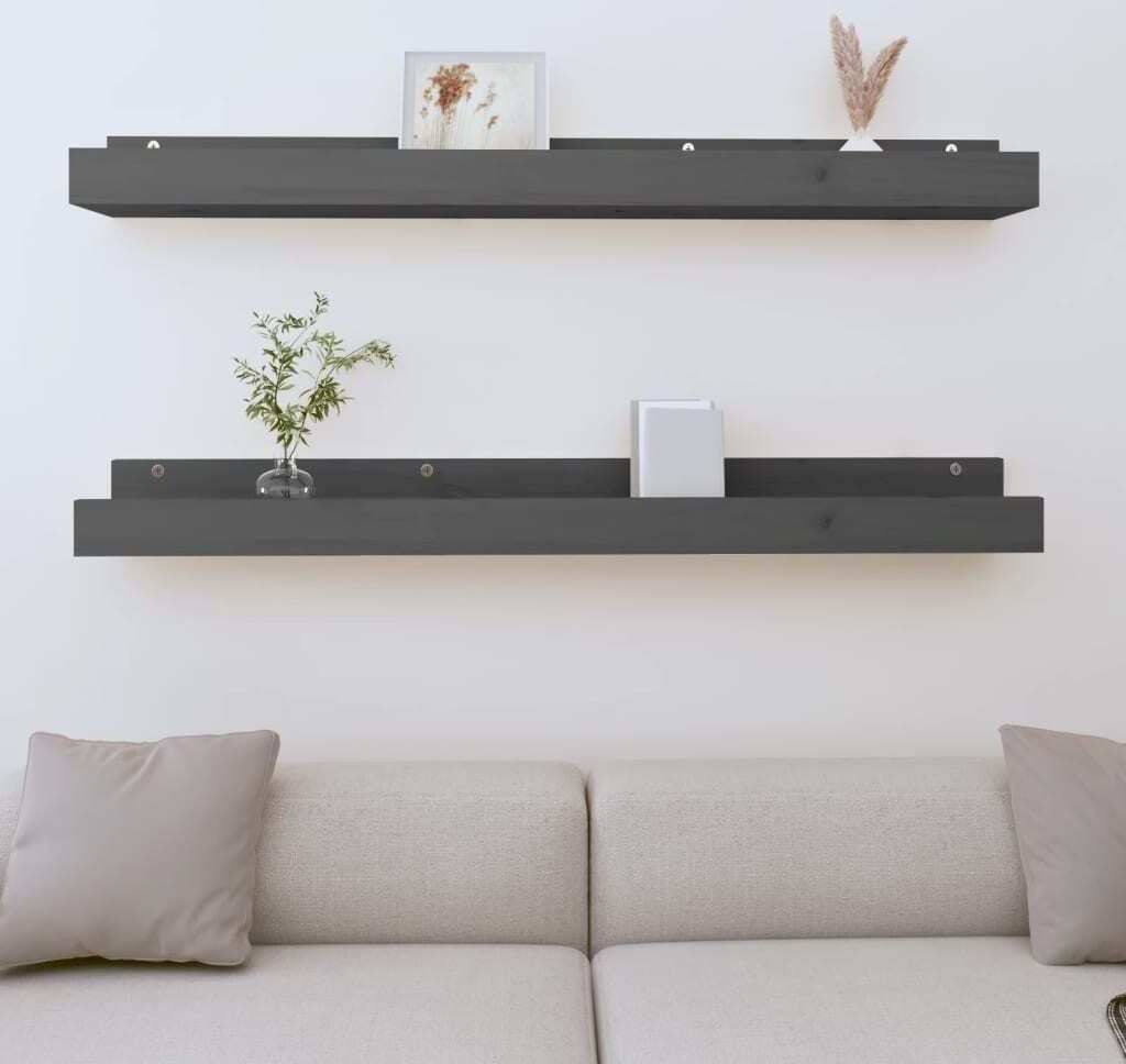 Maison Exclusive - Wandregale 2 Stk. Grau 110x12x9 cm Massivholz Kiefer