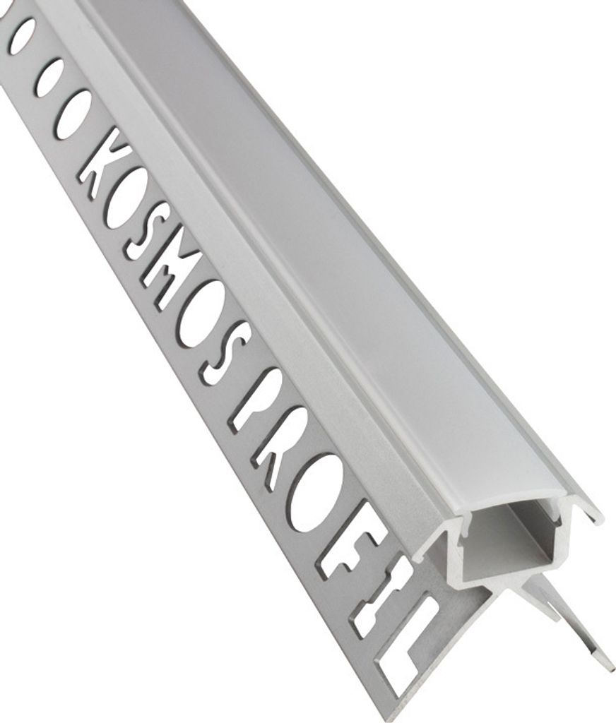 C-T77 LED Alu Fliesenprofil Ecke aussen 10mm silber 2m milky