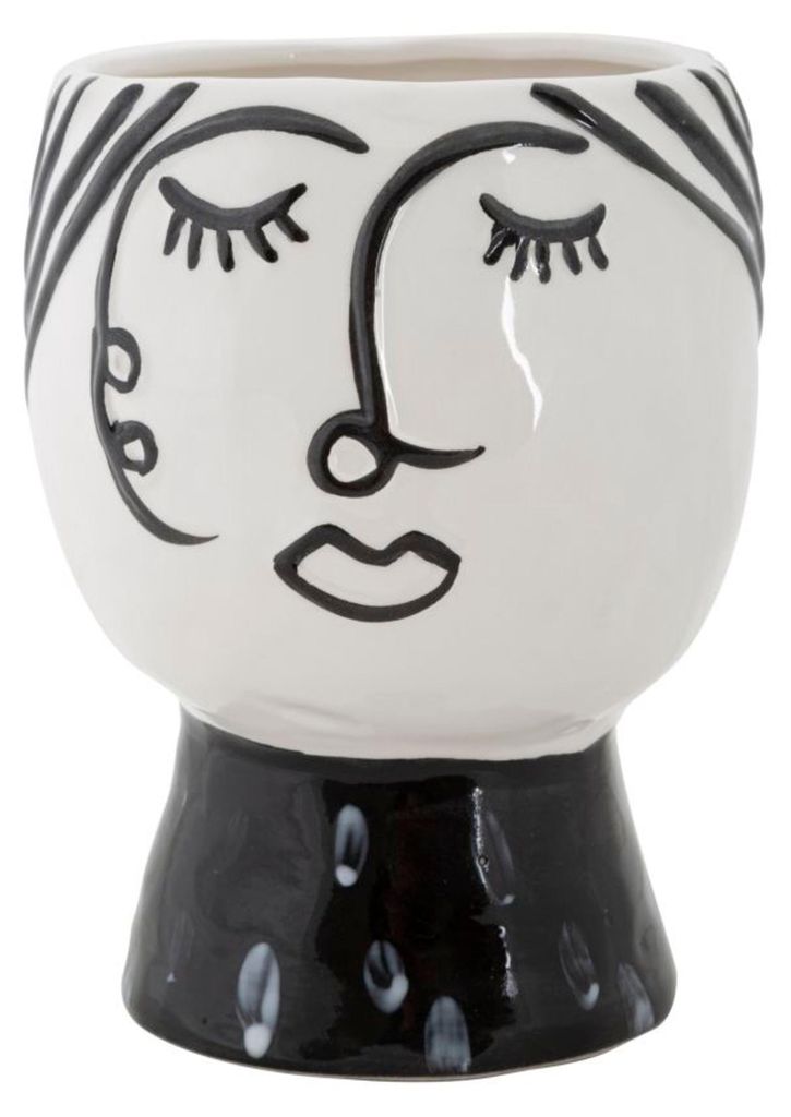 Vase visage Mauro Ferretti Ø 14x18,2 cm blanc noir Image du produit 